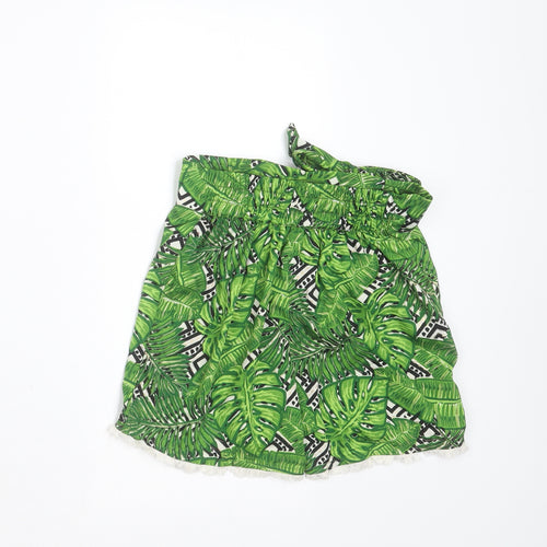 M&Co Girls Green  Polyester Hot Pants Shorts Size 10 Years  Regular  - leaf pattern