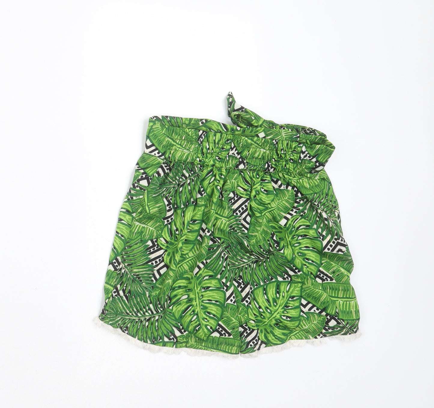 M&Co Girls Green  Polyester Hot Pants Shorts Size 10 Years  Regular  - leaf pattern