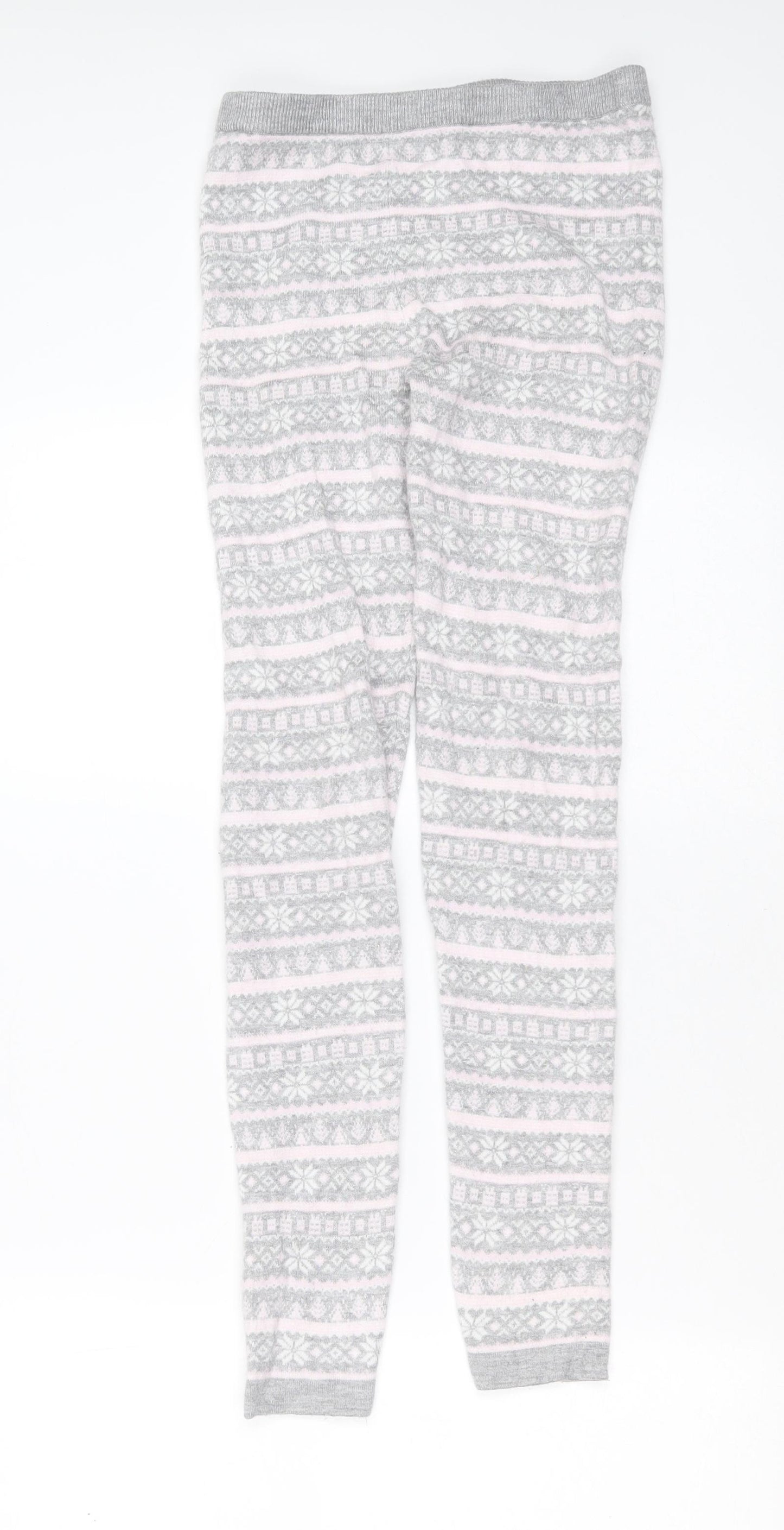 Pepperts! Girls Grey Fair Isle Viscose Carrot Trousers Size 10-11 Years  Extra-Slim  - leggings