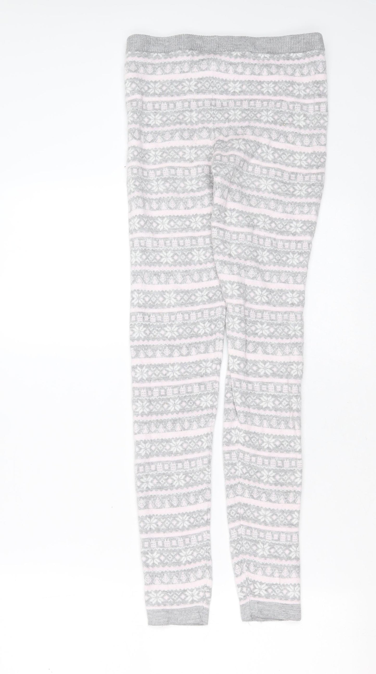 Pepperts! Girls Grey Fair Isle Viscose Carrot Trousers Size 10-11 Years  Extra-Slim  - leggings