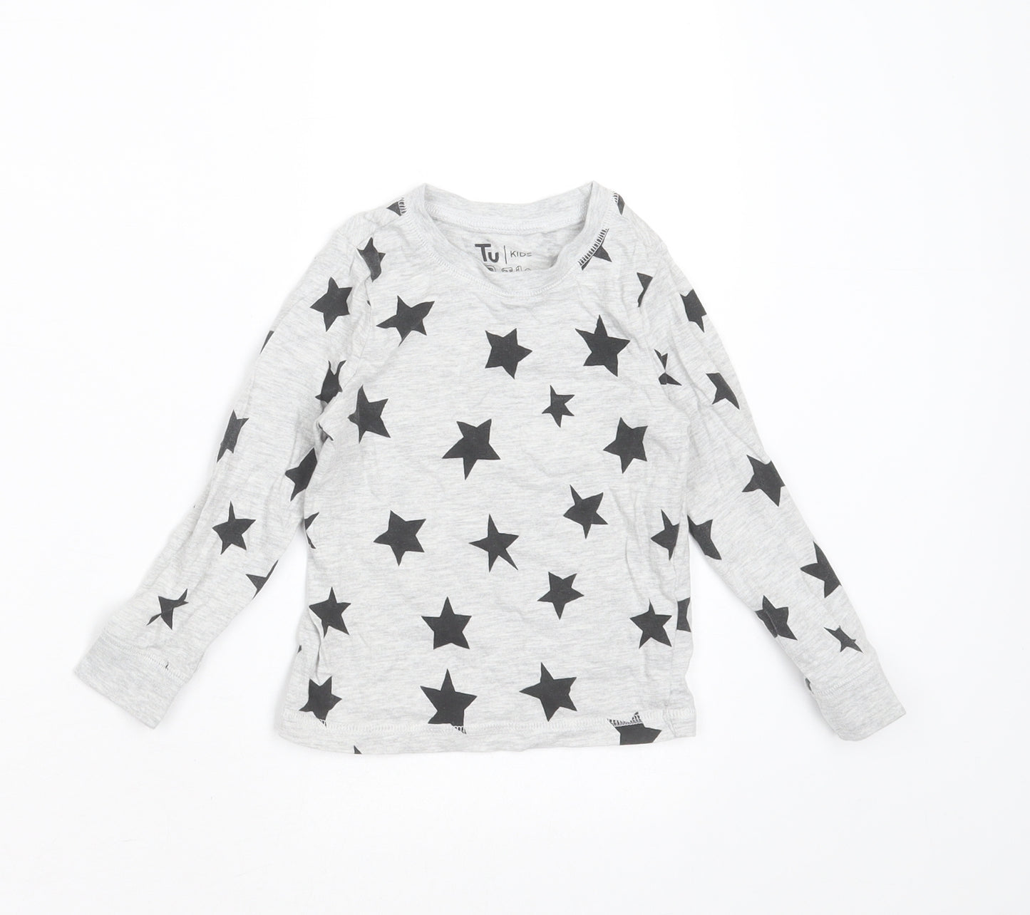 TU Boys Grey Geometric Cotton  Pyjama Top Size 2-3 Years   - Star Pattern