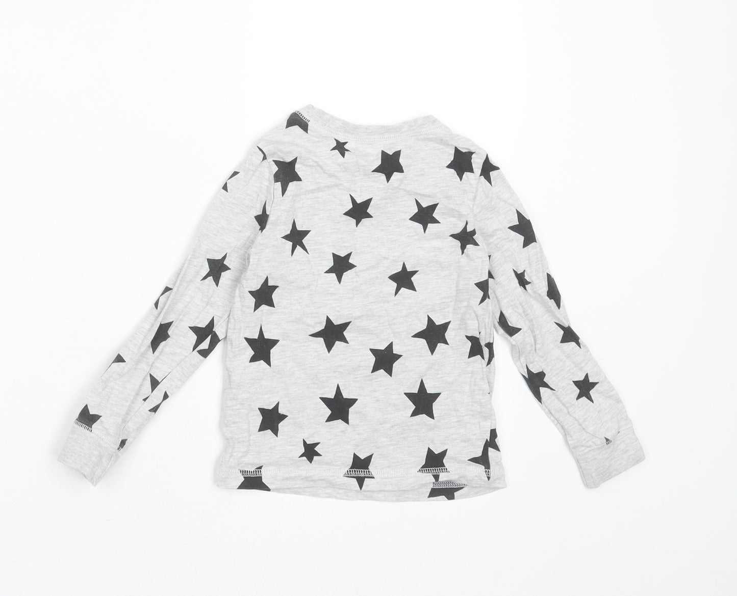 TU Boys Grey Geometric Cotton  Pyjama Top Size 2-3 Years   - Star Pattern
