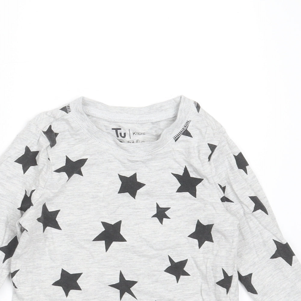 TU Boys Grey Geometric Cotton  Pyjama Top Size 2-3 Years   - Star Pattern