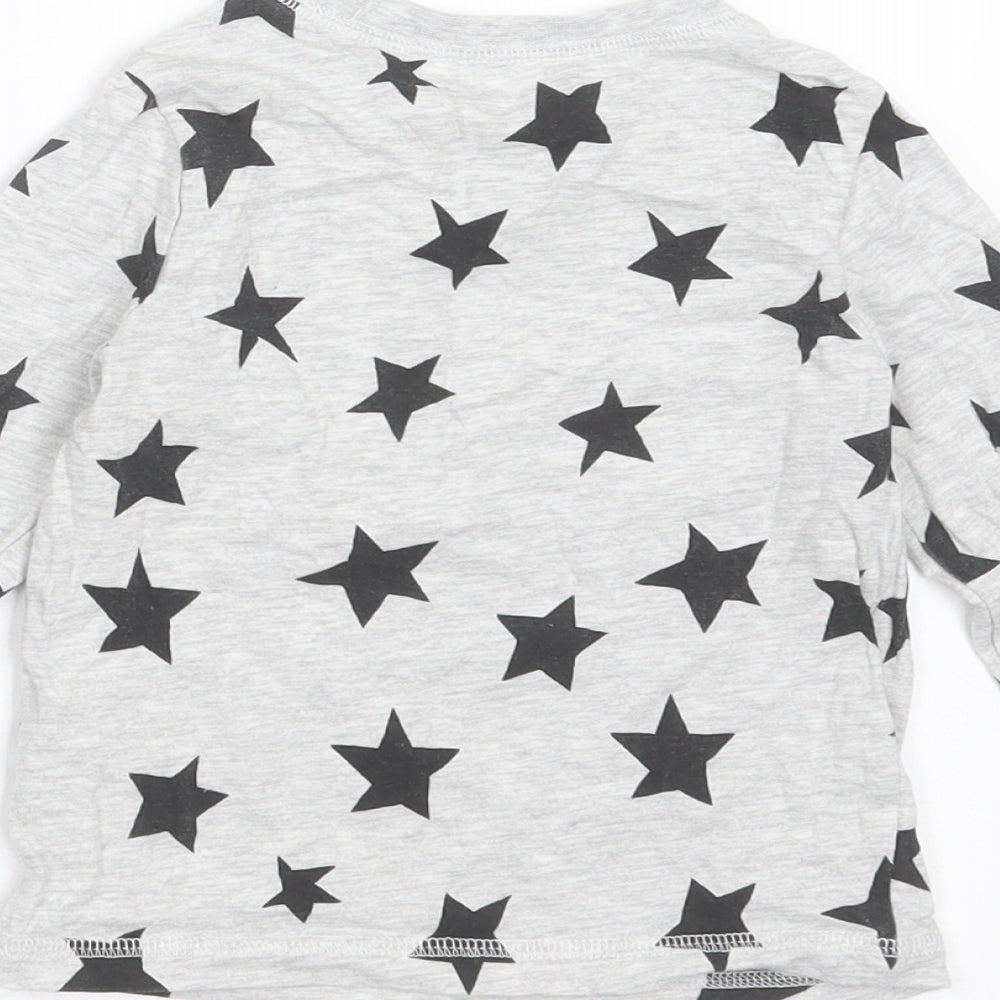 TU Boys Grey Geometric Cotton  Pyjama Top Size 2-3 Years   - Star Pattern