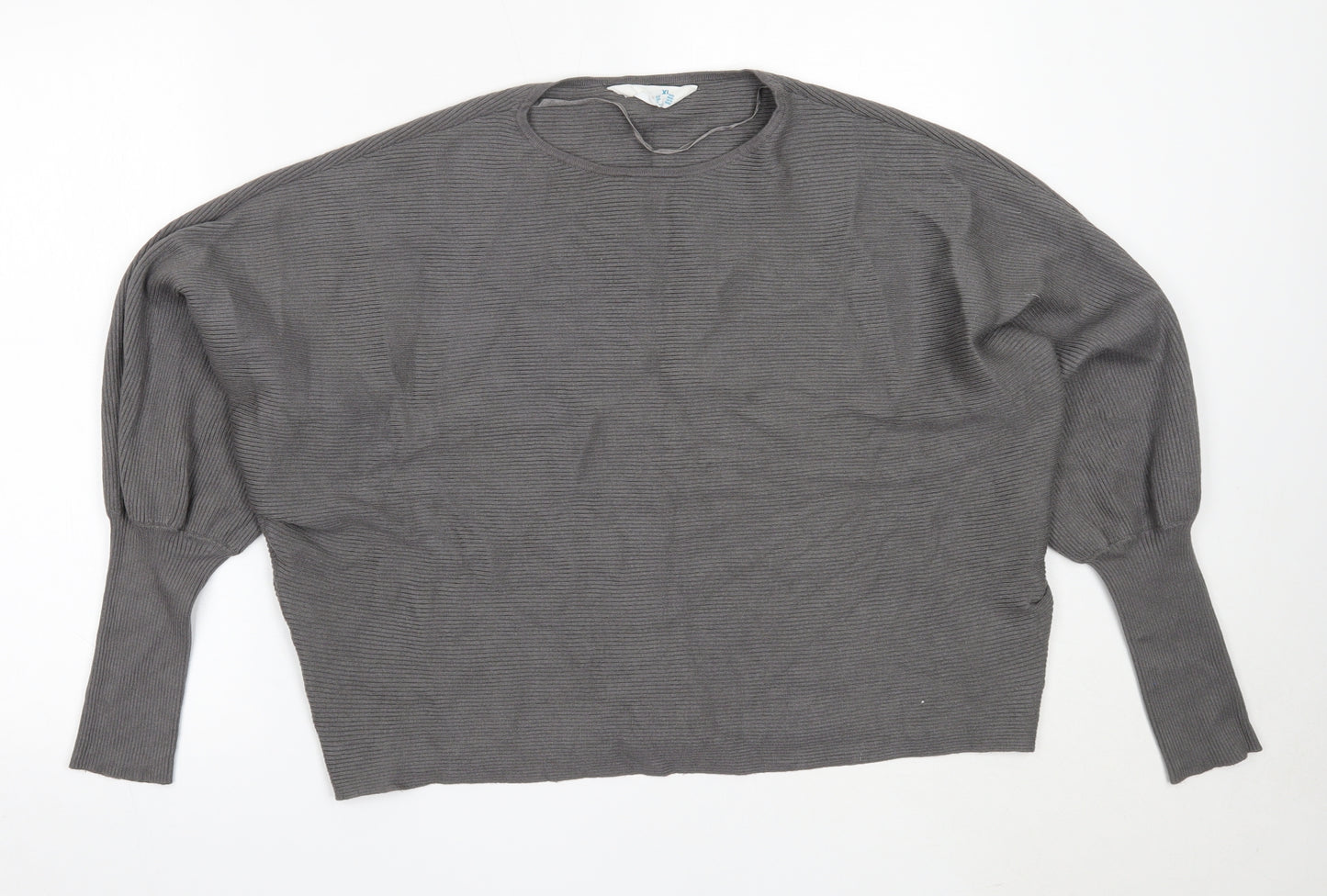 Primark Womens Grey Round Neck  Viscose Pullover Jumper Size XL