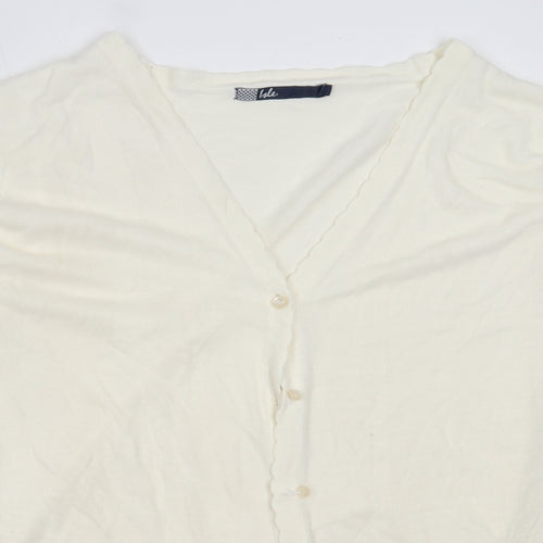 EWM Womens Ivory V-Neck  Acrylic Cardigan Jumper Size L
