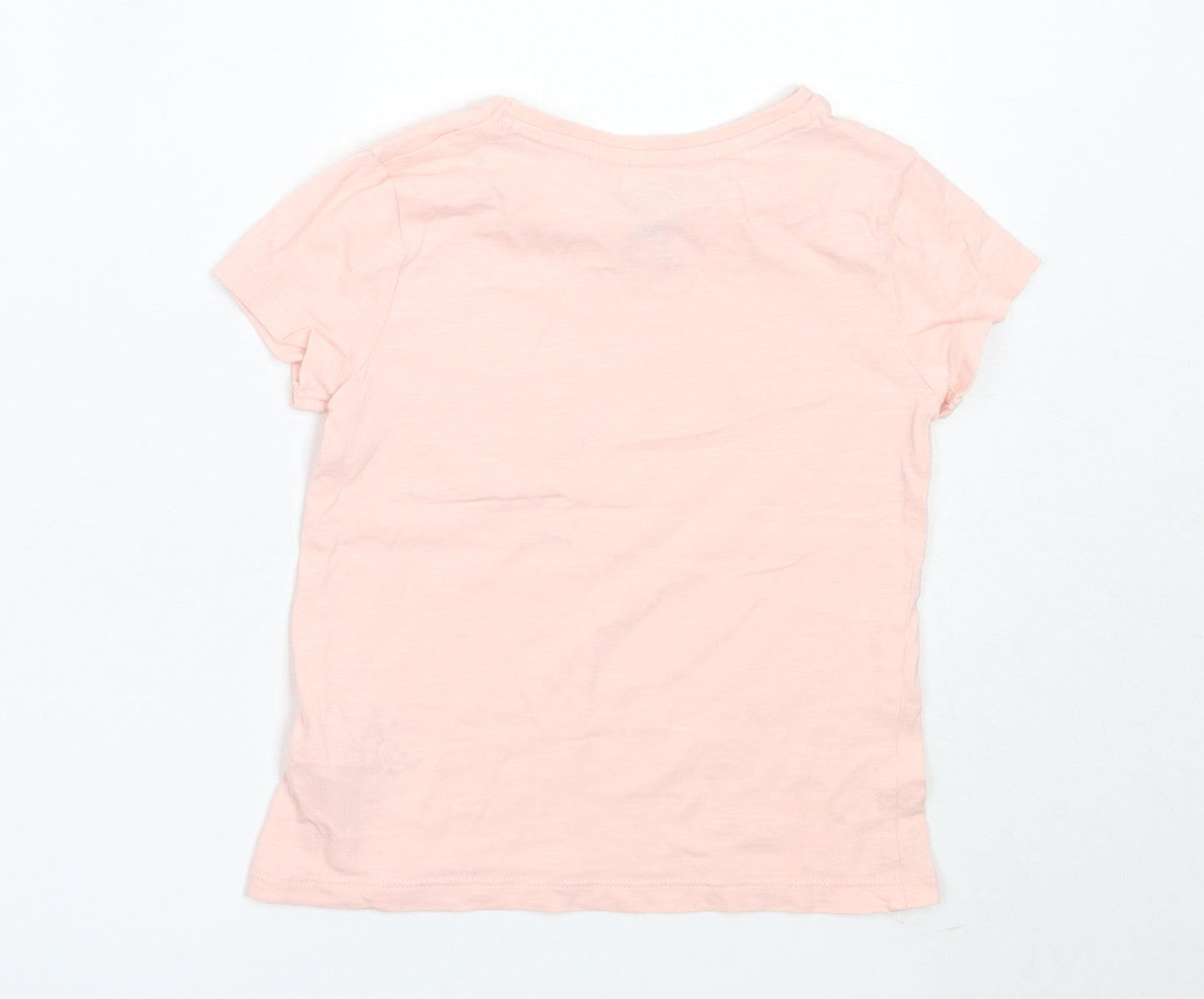F&F Girls Pink  Cotton Basic T-Shirt Size 3-4 Years Round Neck