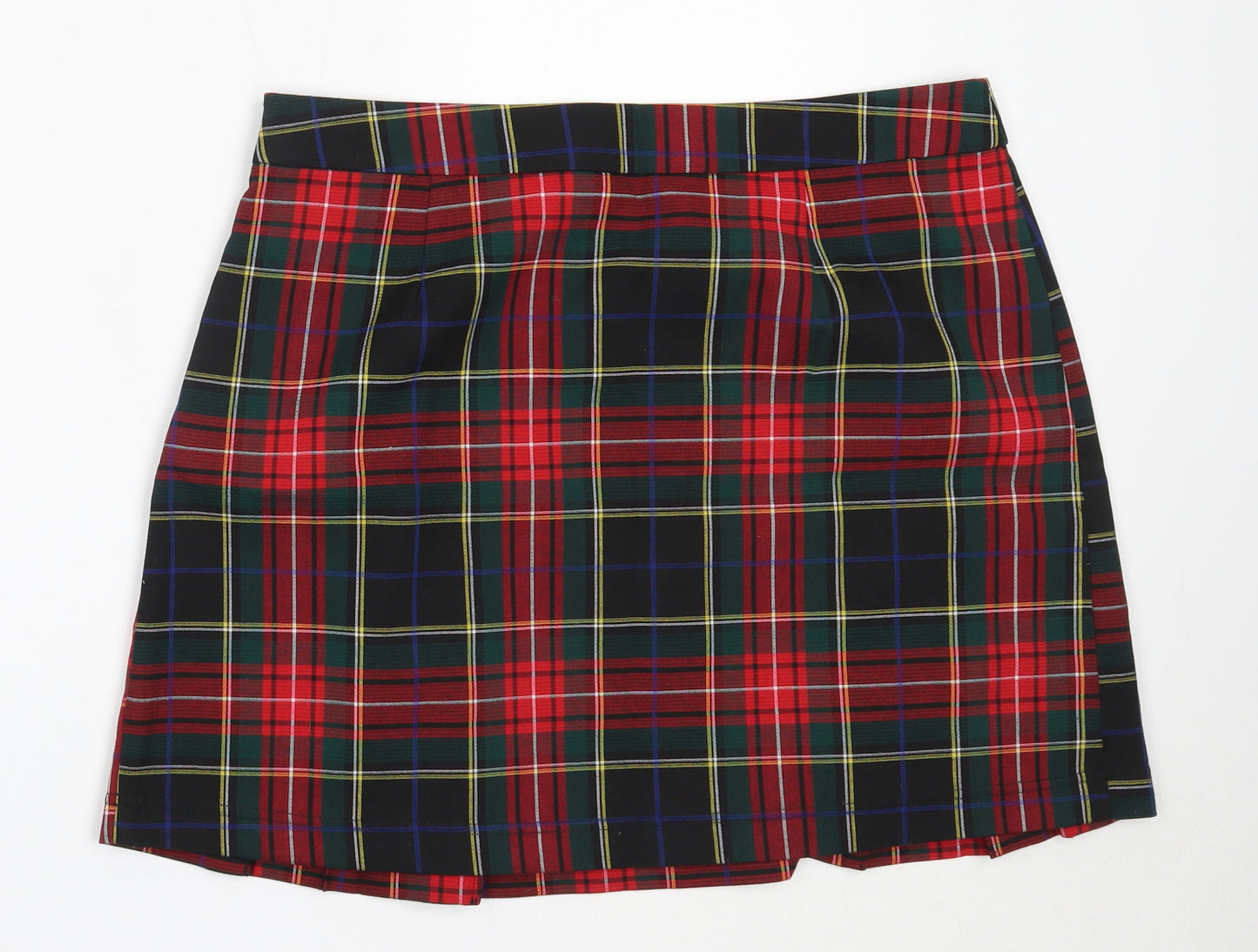 TU Womens Black Plaid Polyester Mini Skirt Size 16