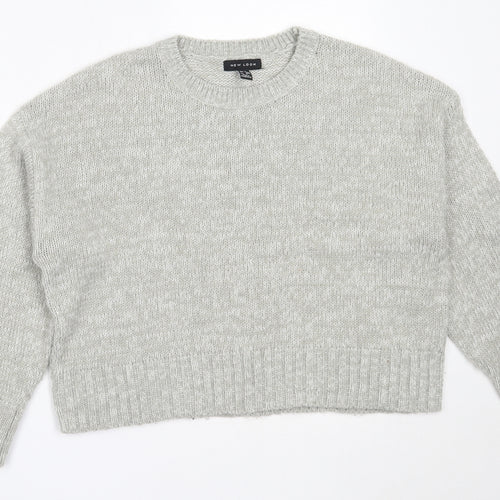 New Look Womens Grey Round Neck  Acrylic Pullover Jumper Size M
