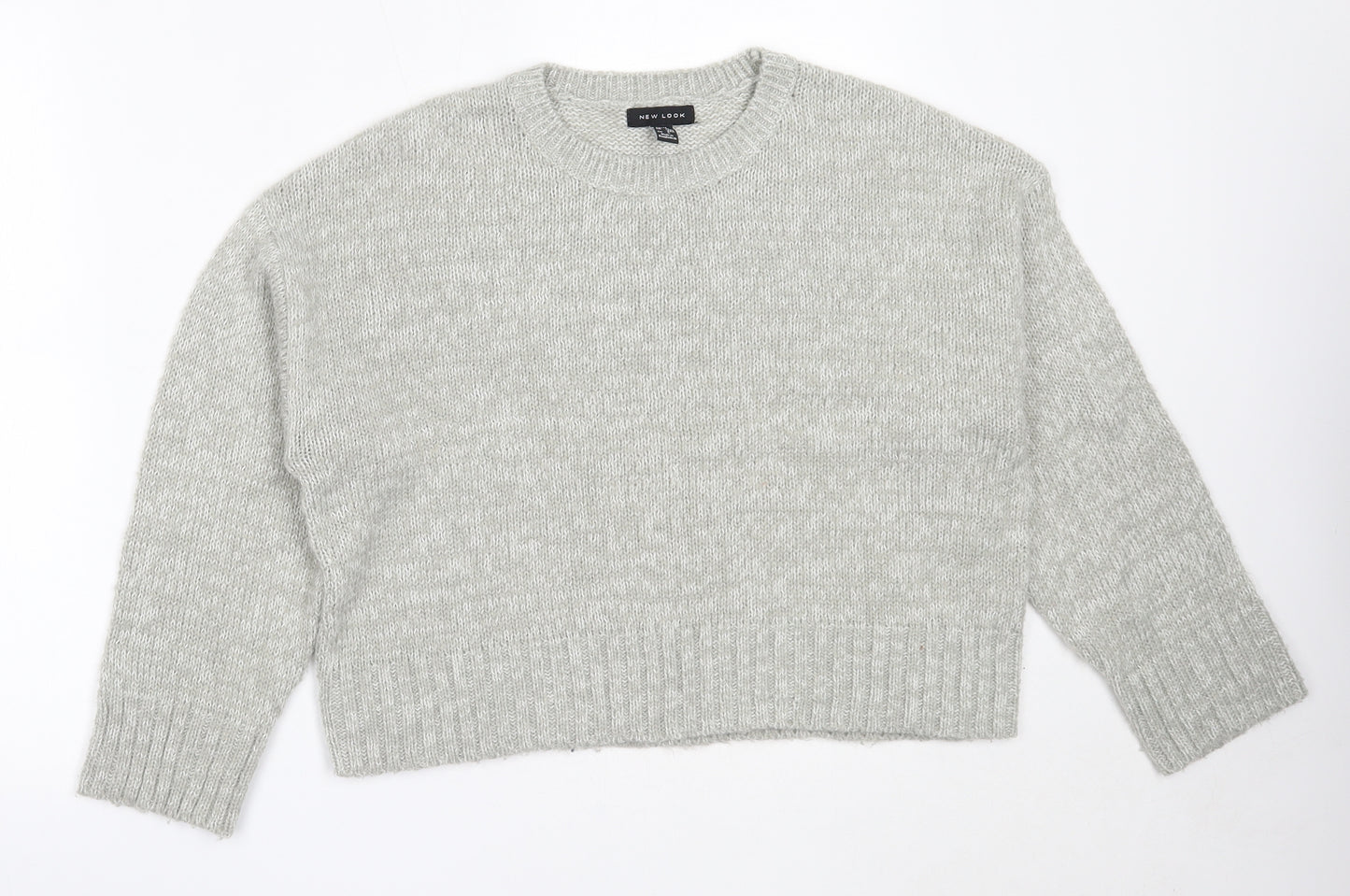 New Look Womens Grey Round Neck  Acrylic Pullover Jumper Size M