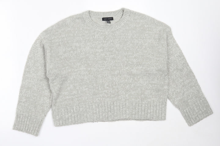 New Look Womens Grey Round Neck  Acrylic Pullover Jumper Size M