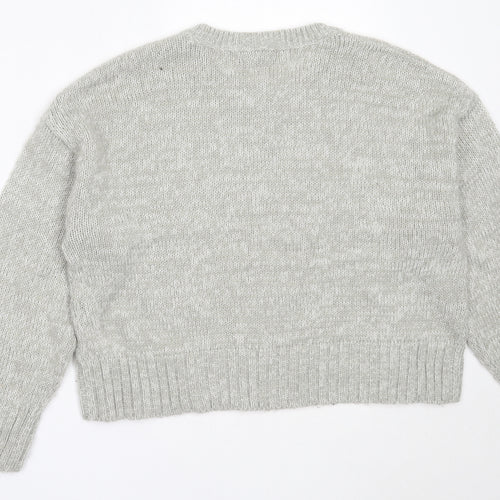 New Look Womens Grey Round Neck  Acrylic Pullover Jumper Size M