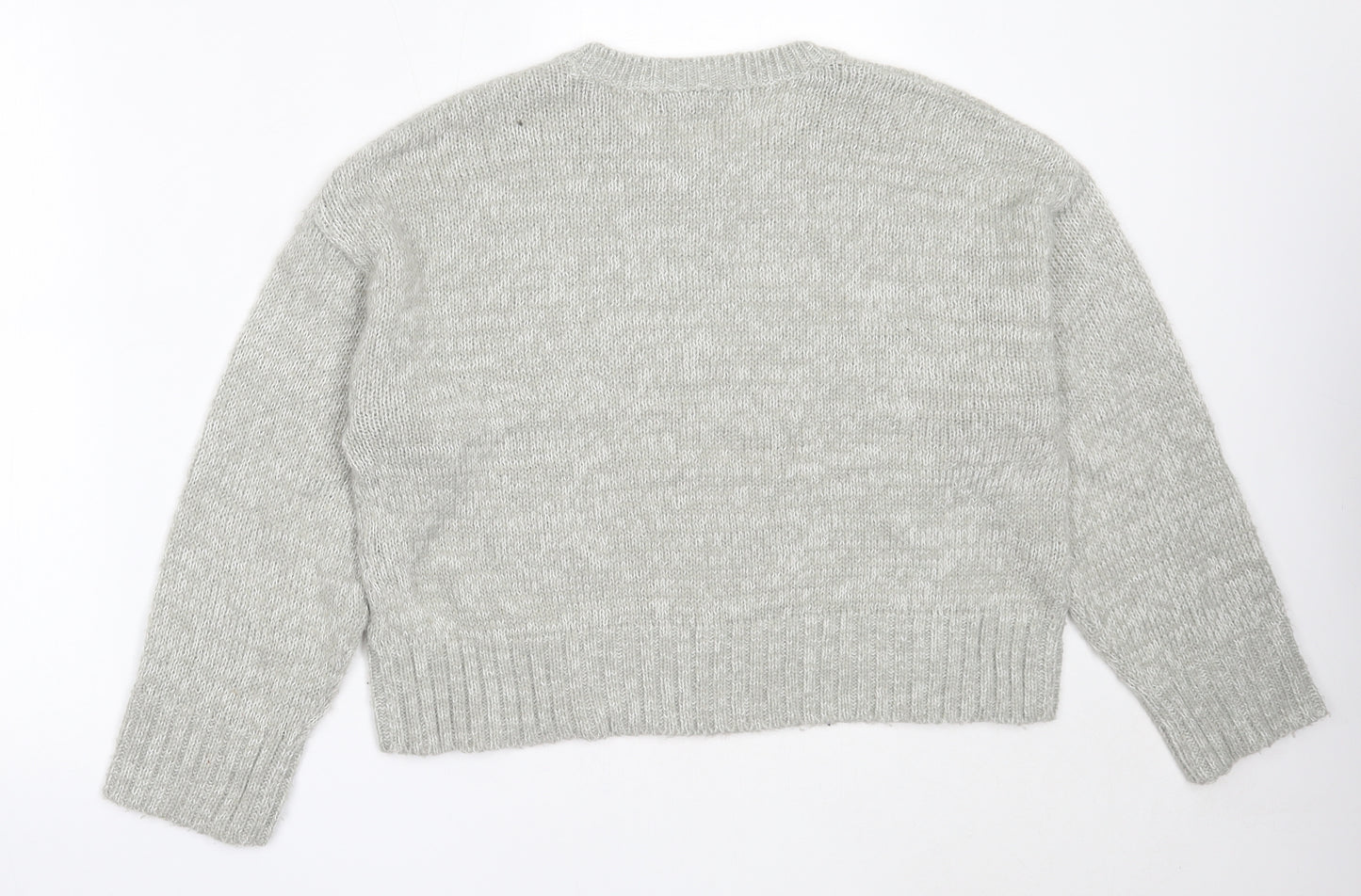 New Look Womens Grey Round Neck  Acrylic Pullover Jumper Size M