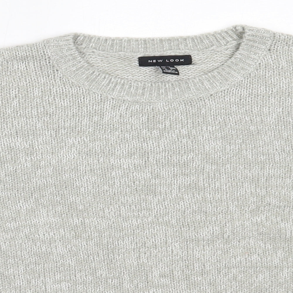 New Look Womens Grey Round Neck  Acrylic Pullover Jumper Size M