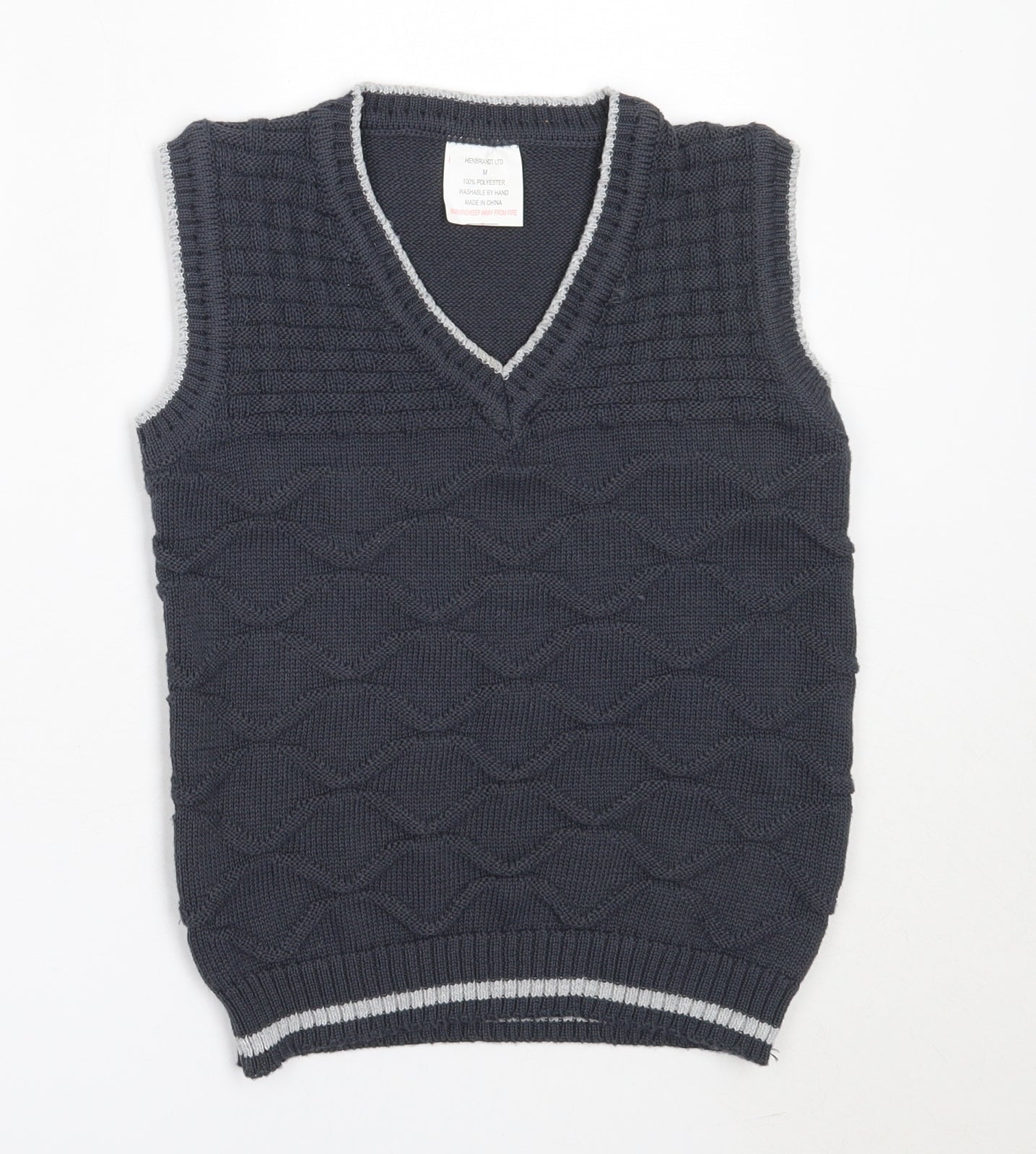 Henbrandt Boys Blue V-Neck  Polyester Vest Jumper Size M