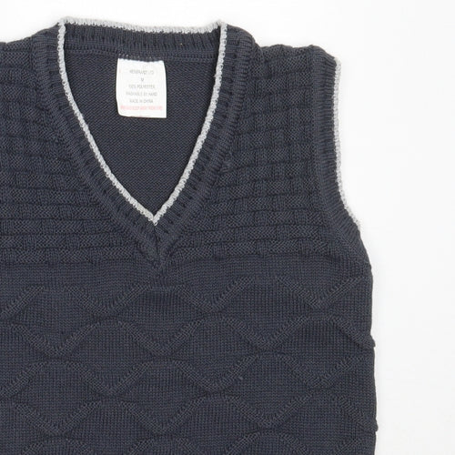 Henbrandt Boys Blue V-Neck  Polyester Vest Jumper Size M