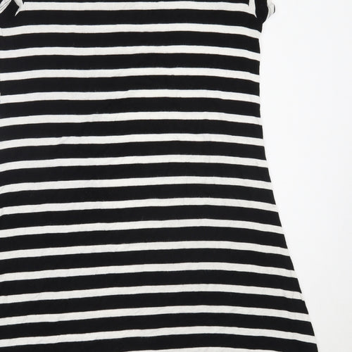 Amazon Womens Black Striped Viscose T-Shirt Dress  Size M  Round Neck