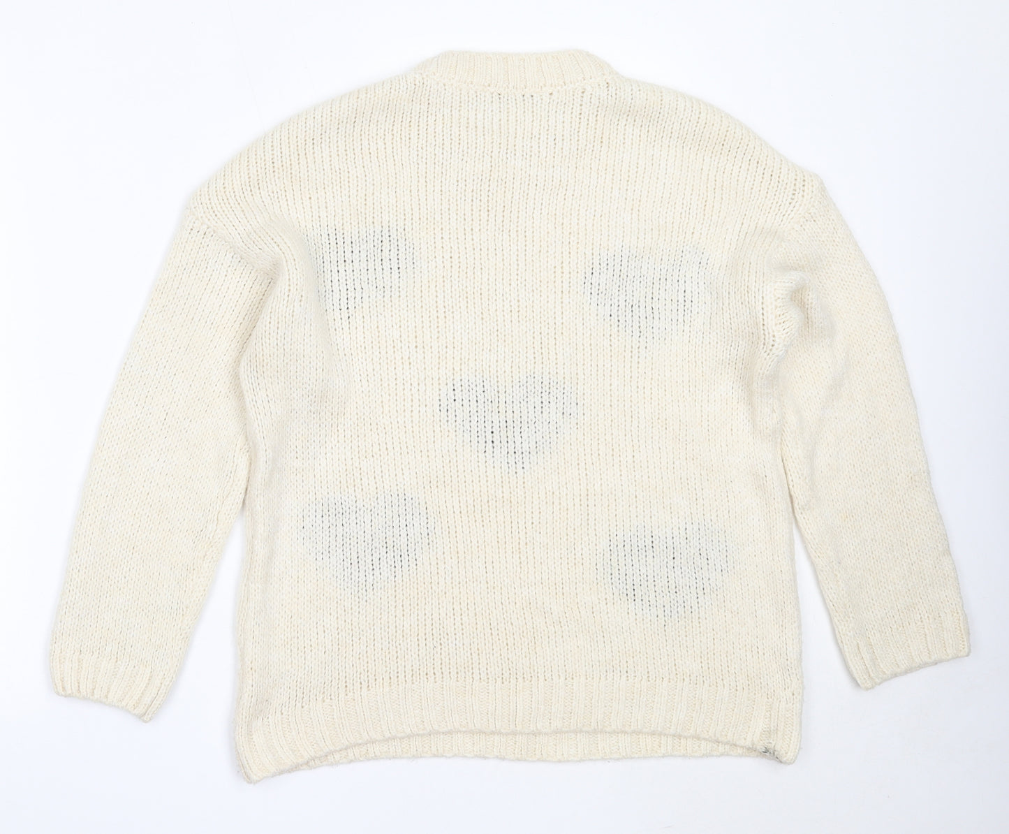 George Womens Ivory Round Neck  Acrylic Pullover Jumper Size M