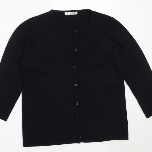 Select Womens Black Round Neck  Acrylic Cardigan Jumper Size L