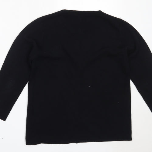 Select Womens Black Round Neck  Acrylic Cardigan Jumper Size L