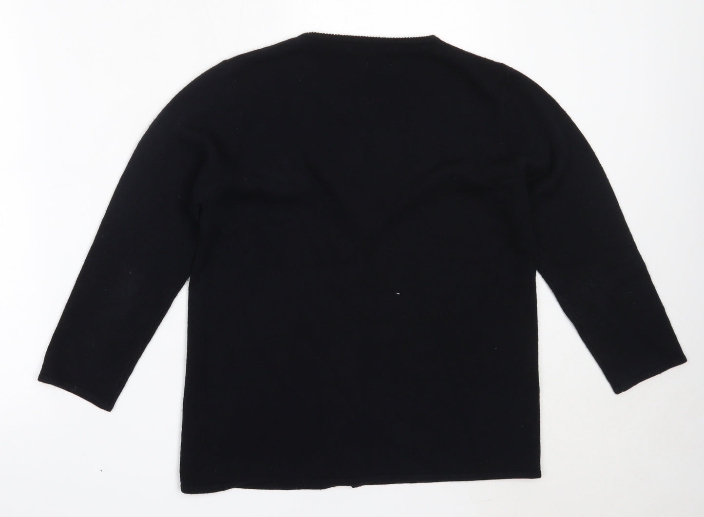Select Womens Black Round Neck  Acrylic Cardigan Jumper Size L
