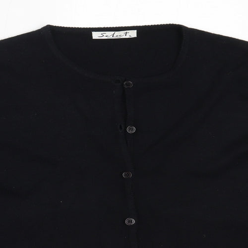Select Womens Black Round Neck  Acrylic Cardigan Jumper Size L