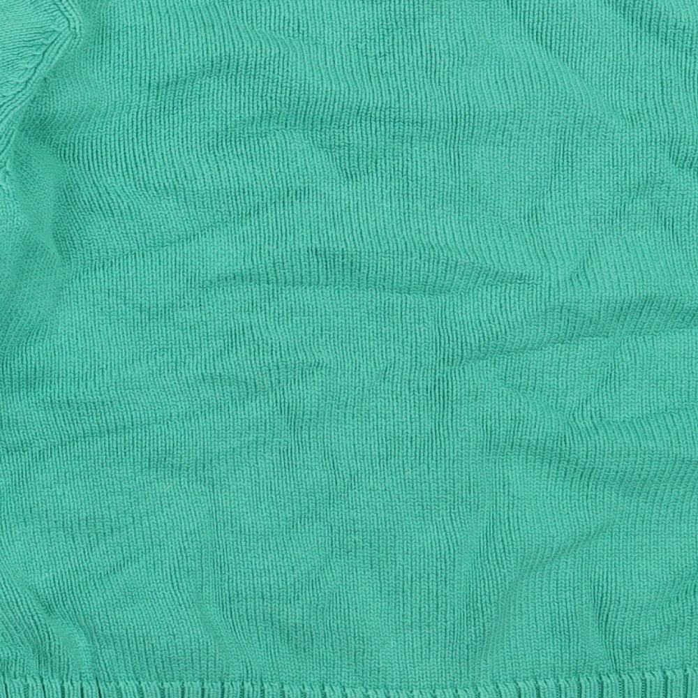 EWM Womens Green Round Neck  Cotton Cardigan Jumper Size L