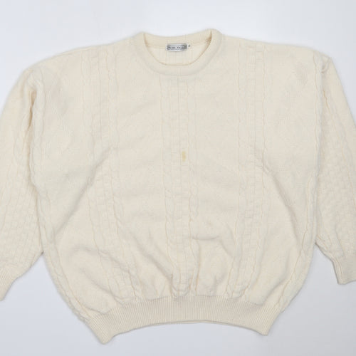 Nene Valley Womens Ivory Round Neck  Acrylic Pullover Jumper Size XL