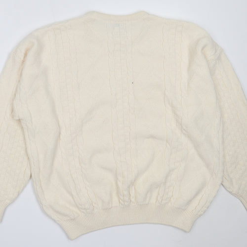 Nene Valley Womens Ivory Round Neck  Acrylic Pullover Jumper Size XL