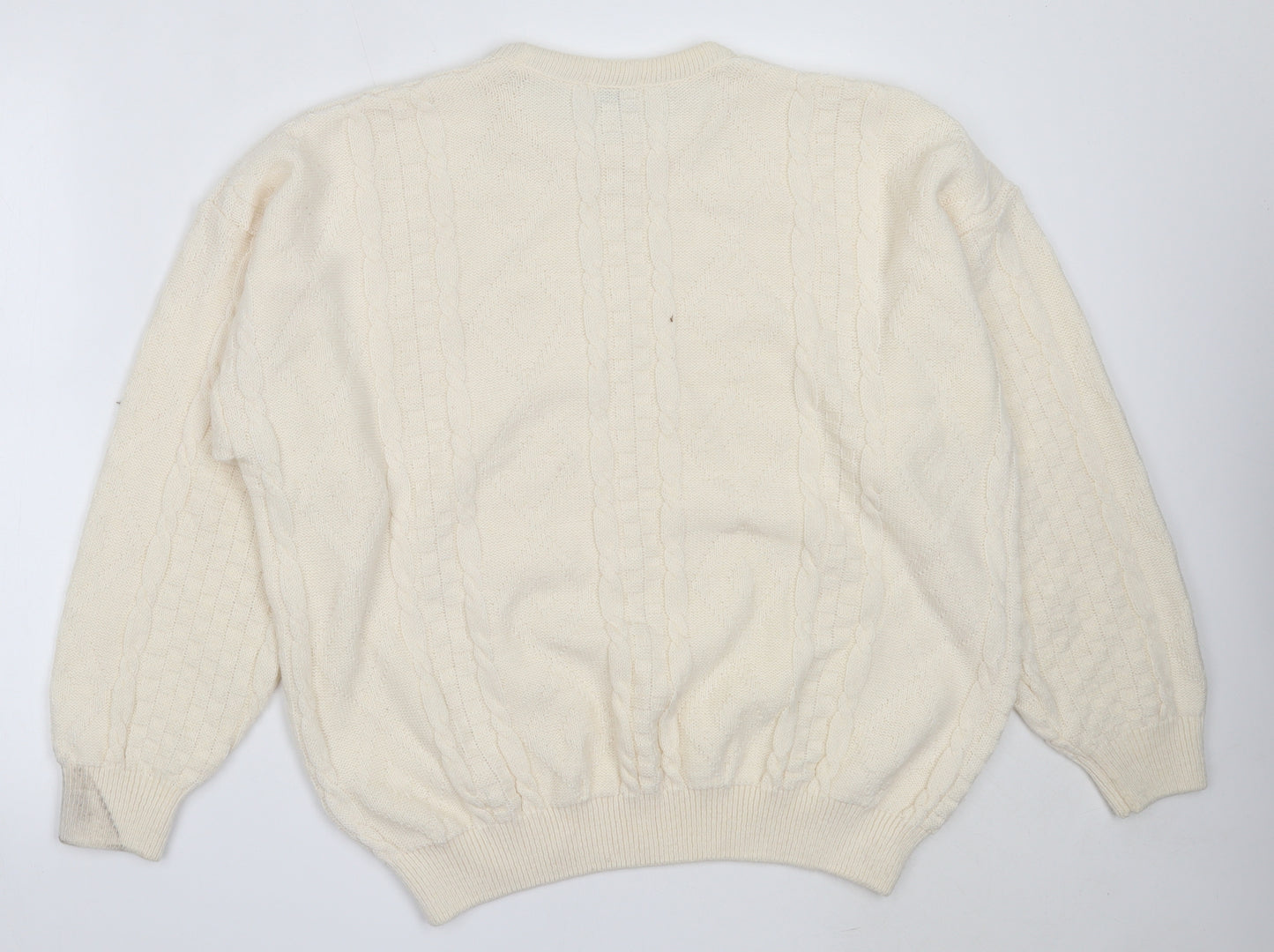 Nene Valley Womens Ivory Round Neck  Acrylic Pullover Jumper Size XL