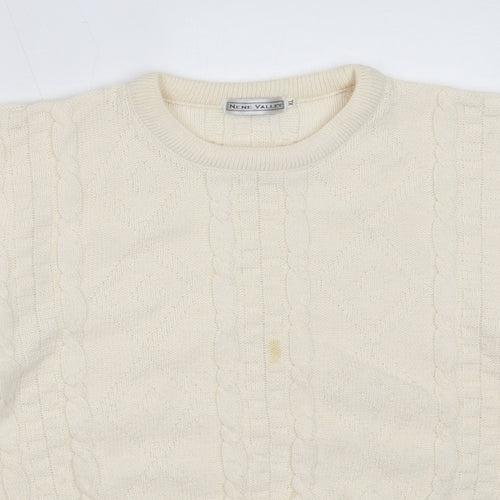 Nene Valley Womens Ivory Round Neck  Acrylic Pullover Jumper Size XL