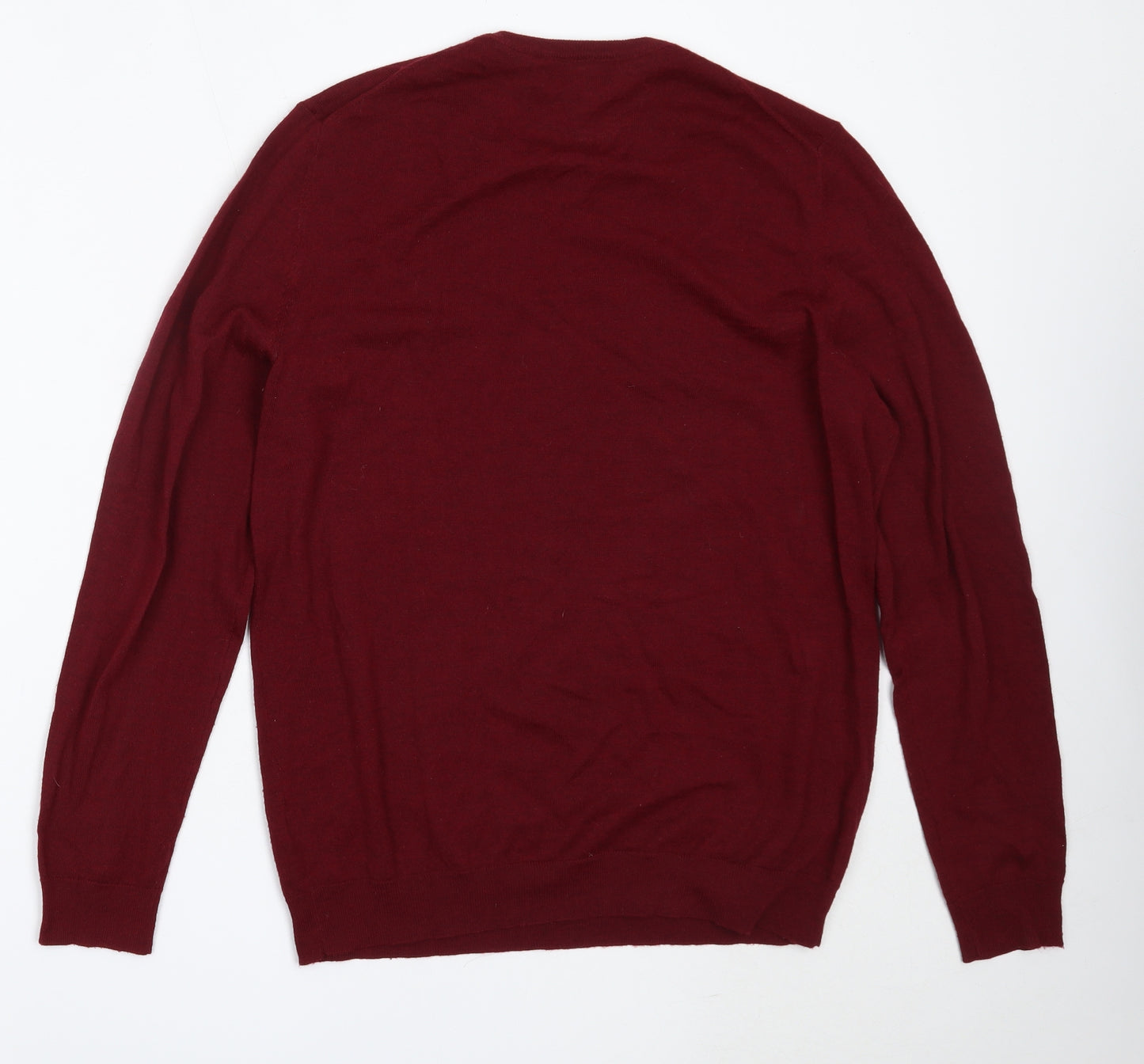 Lachlan Mens Red V-Neck  Acrylic Pullover Jumper Size XL