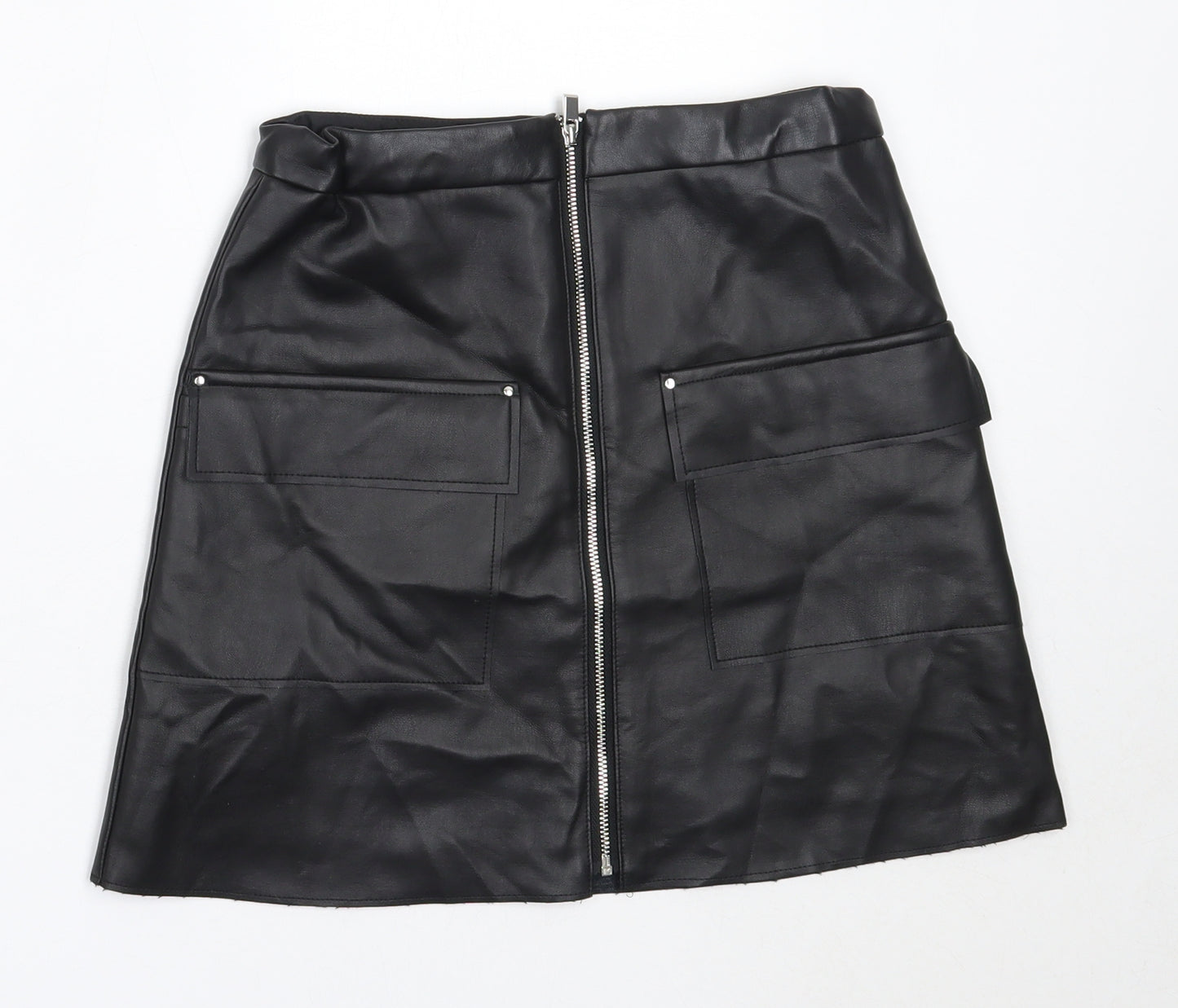 River Island Girls Black  Polyurethane Mini Skirt Size 11 Years  Regular