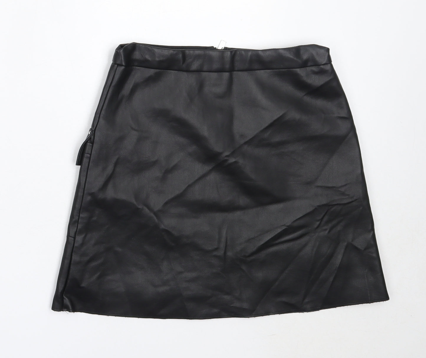 River Island Girls Black  Polyurethane Mini Skirt Size 11 Years  Regular