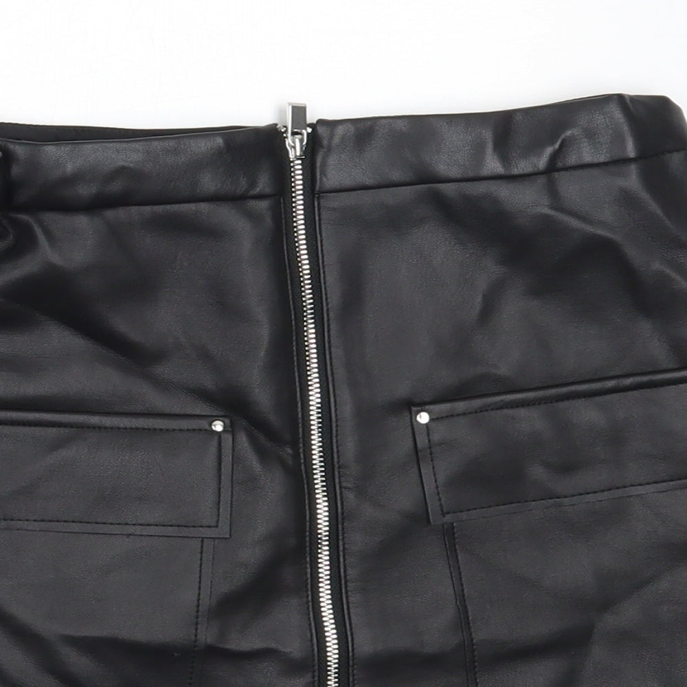 River Island Girls Black  Polyurethane Mini Skirt Size 11 Years  Regular