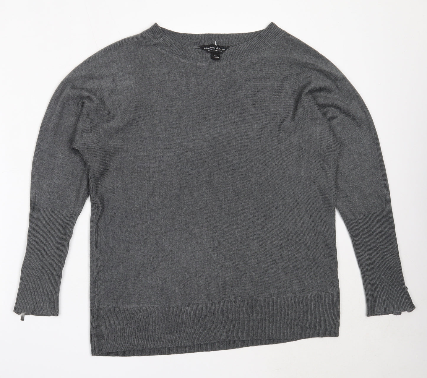 Dorothy Perkins Womens Grey Round Neck  Acrylic Pullover Jumper Size 14