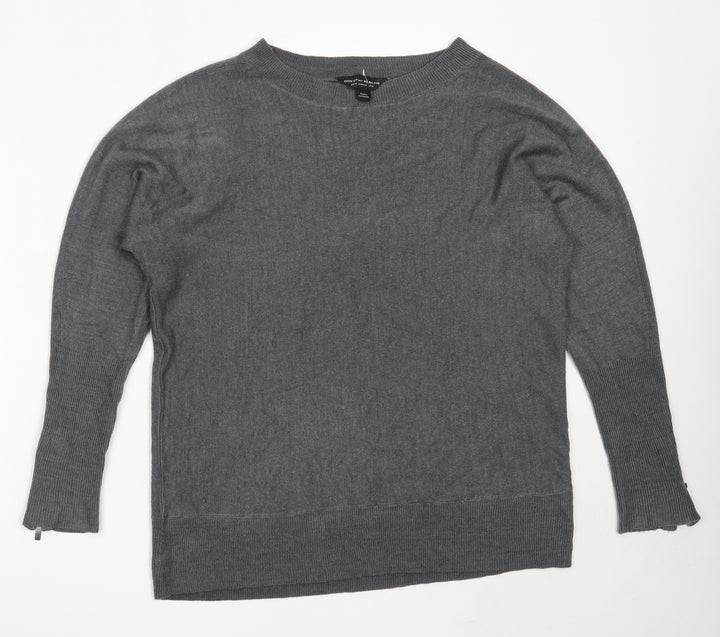 Dorothy Perkins Womens Grey Round Neck  Acrylic Pullover Jumper Size 14