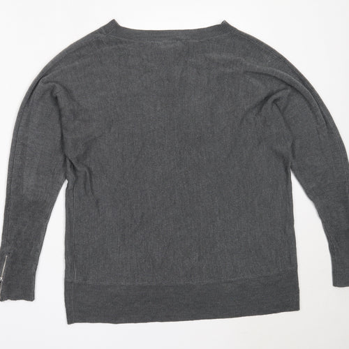 Dorothy Perkins Womens Grey Round Neck  Acrylic Pullover Jumper Size 14