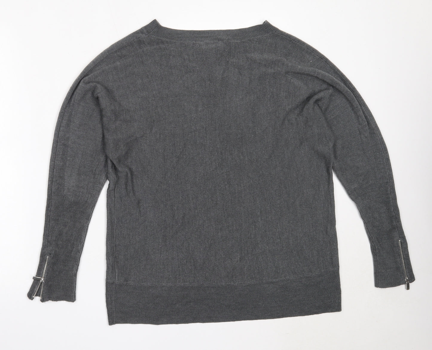 Dorothy Perkins Womens Grey Round Neck  Acrylic Pullover Jumper Size 14