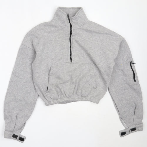 PRETTYLITTLETHING Womens Grey  Polyester Henley Sweatshirt Size M