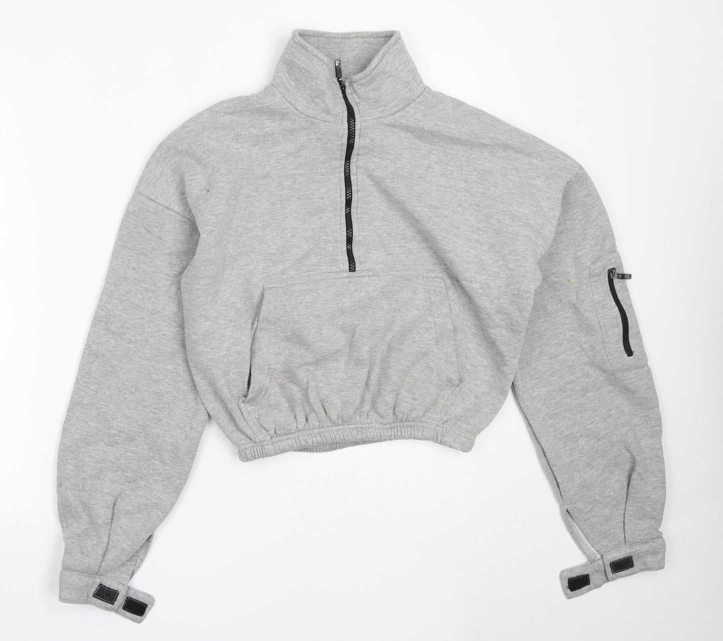 PRETTYLITTLETHING Womens Grey  Polyester Henley Sweatshirt Size M