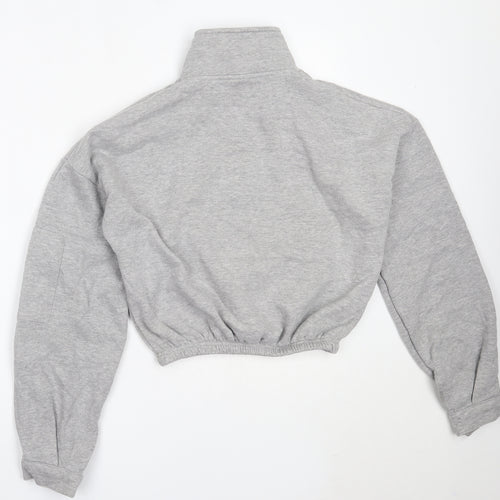 PRETTYLITTLETHING Womens Grey  Polyester Henley Sweatshirt Size M