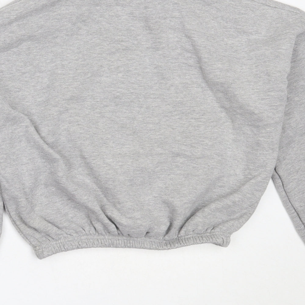 PRETTYLITTLETHING Womens Grey  Polyester Henley Sweatshirt Size M