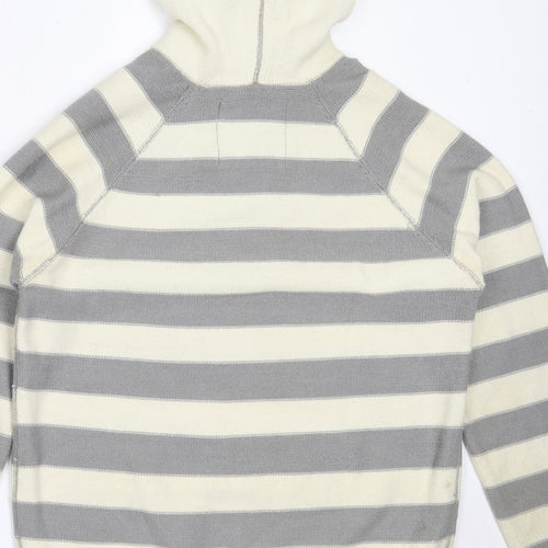 Blue Inc Mens Grey Striped Acrylic Pullover Hoodie Size L