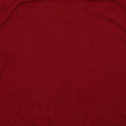 South Bay Mens Red V-Neck  Acrylic Pullover Jumper Size M