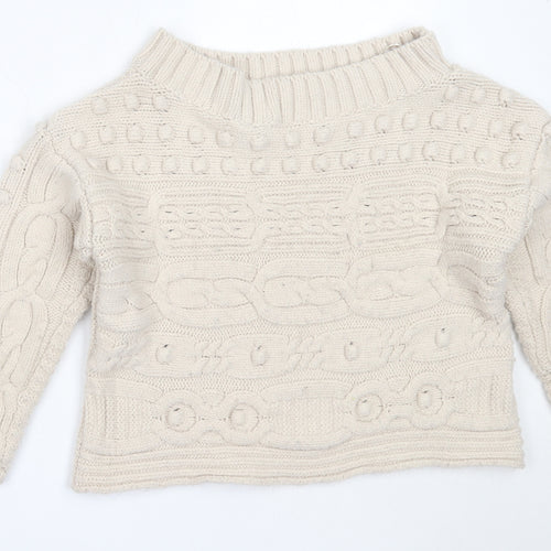 NEXT Womens Beige Round Neck  Acrylic Pullover Jumper Size M