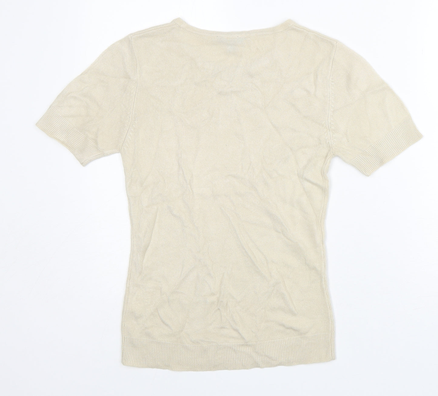 Janique Womens Grey  Acrylic Basic T-Shirt Size 12 Round Neck