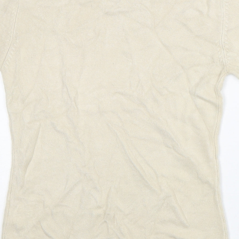 Janique Womens Grey  Acrylic Basic T-Shirt Size 12 Round Neck