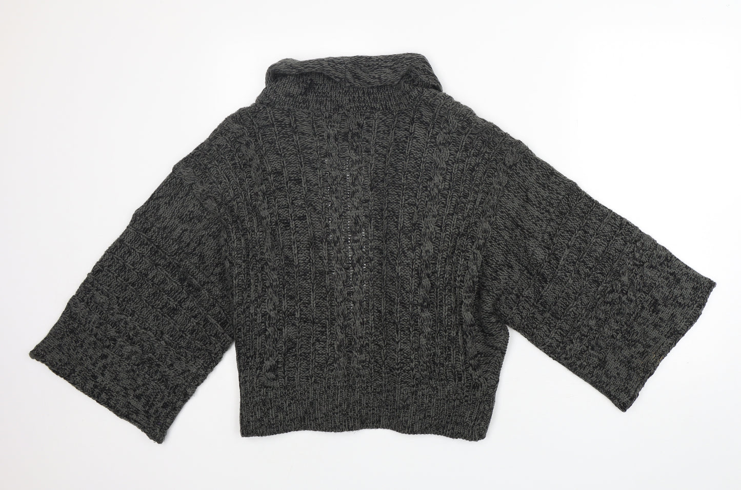 Internacionale Womens Grey V-Neck  Acrylic Cardigan Jumper Size L