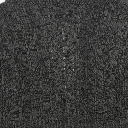 Internacionale Womens Grey V-Neck  Acrylic Cardigan Jumper Size L